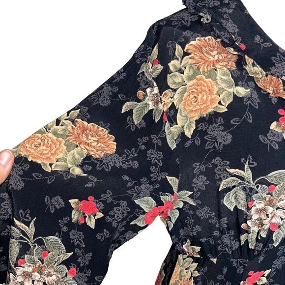 Kamellia By Desire Womens Dress Black Size Small Vintage Floral Tie Back Maxi - Picture 8 of 16